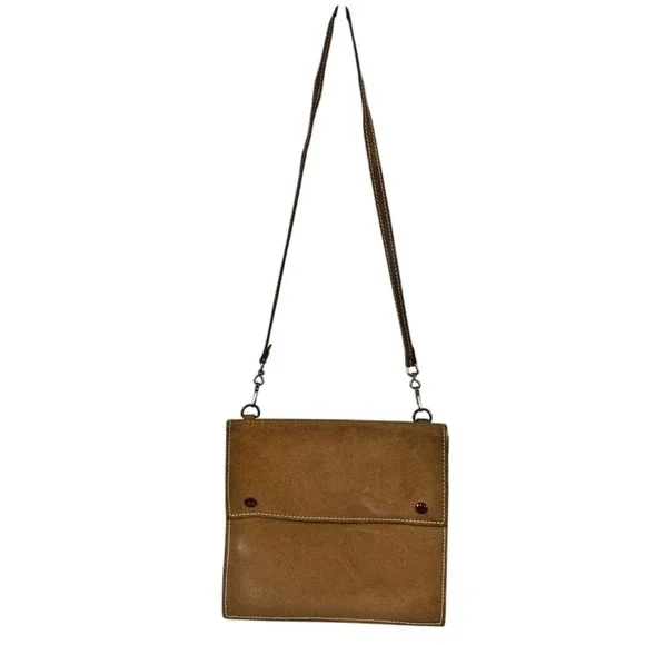 Vintage Le sac Crossbody Bag Tan Leather Messenger Boho Festival Indie Grunge - Picture 2 of 10